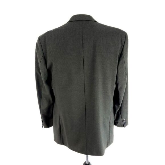Lord & Taylor Wool Double Breasted Peak Lapel Blazer 40R Green Star Check - Picture 5 of 11